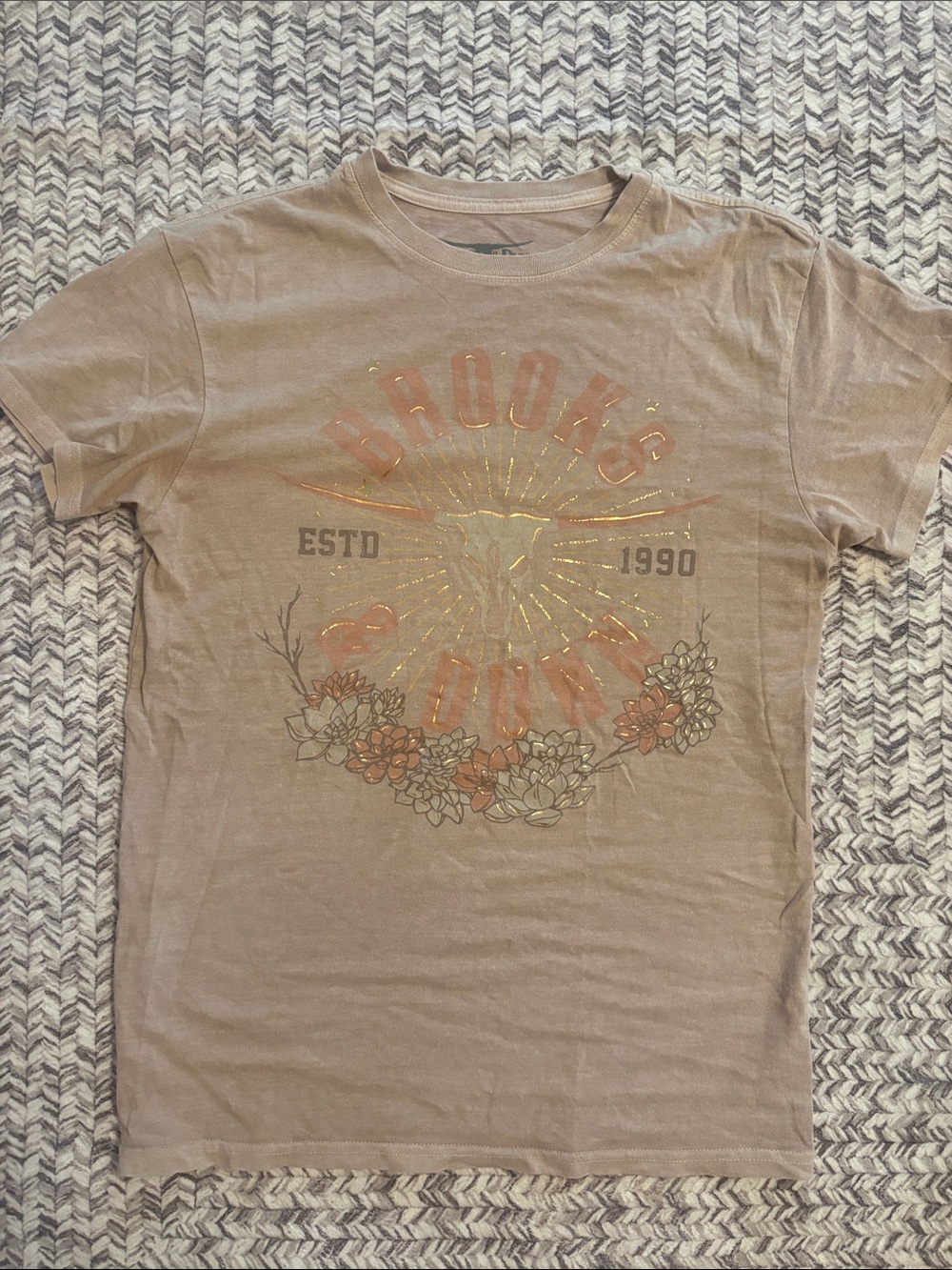 Brooks and Dunn Short-Sleeve Graphic Crew Tee in Light Brown